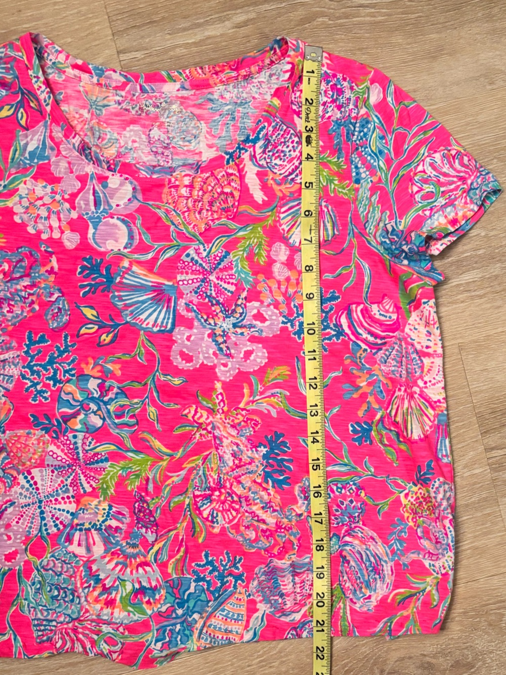 Lilly Pulitzer Pink Blue Tropical Print Shirt. Has been hemmed and sown. - Picture 5 of 7